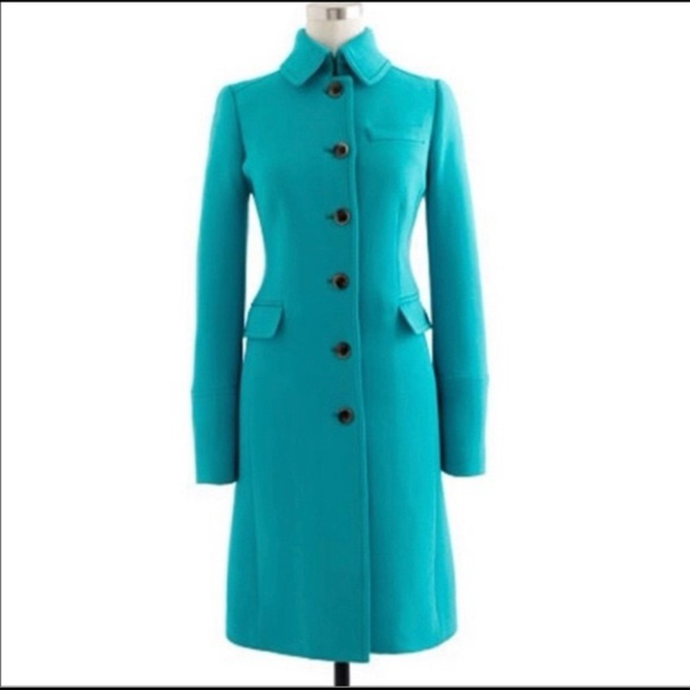 J. Crew Metro Teal Women's Wool Double-Cloth Coat 4P Jenna Lyons Era